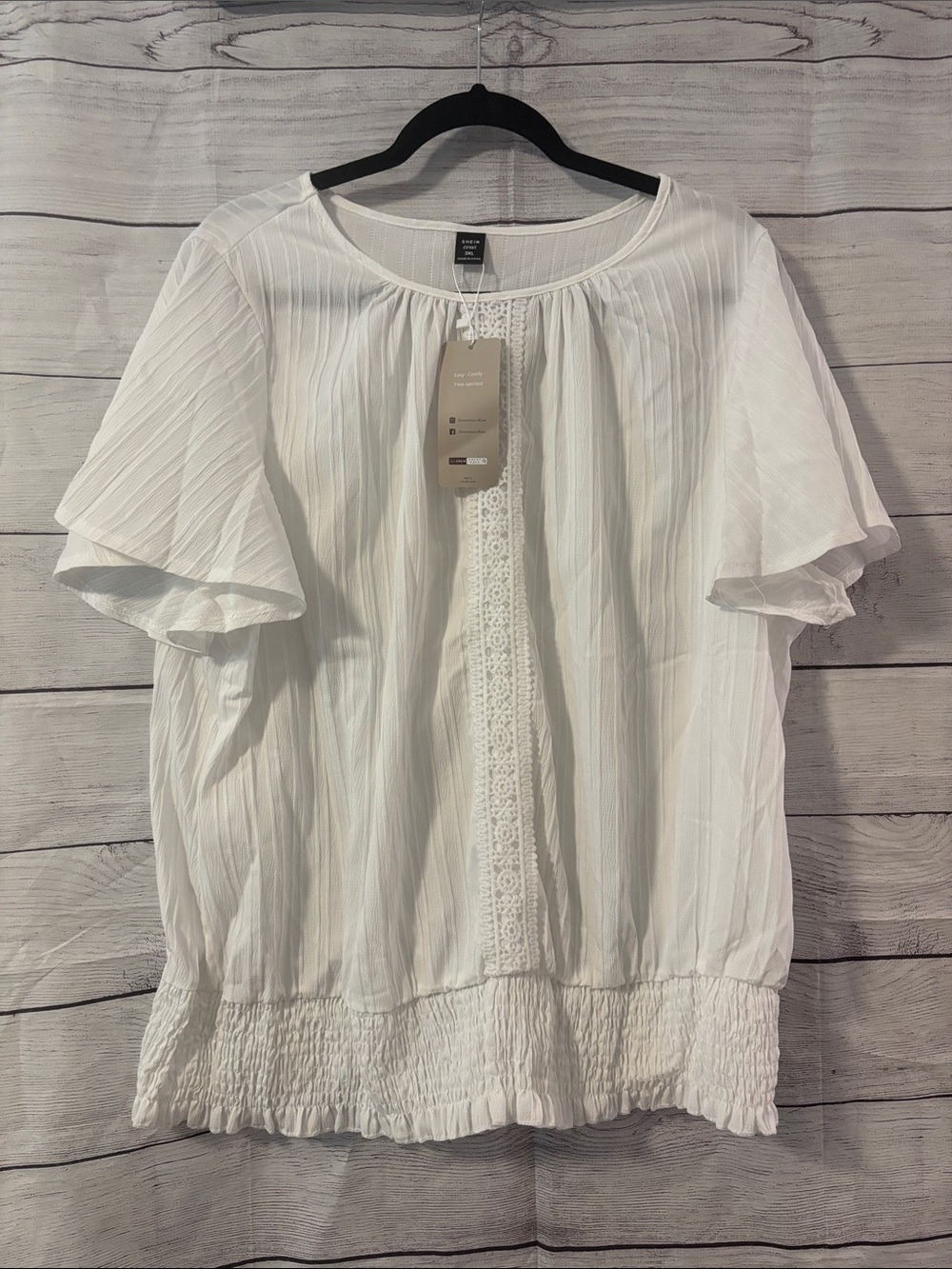 NTW Plus Size White Flutter-Sleeve Peasant Blouse